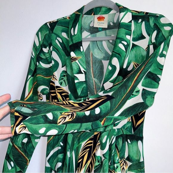 FARM Rio Green Leaf Print Maxi Dress sm - Picture 7 of 11
